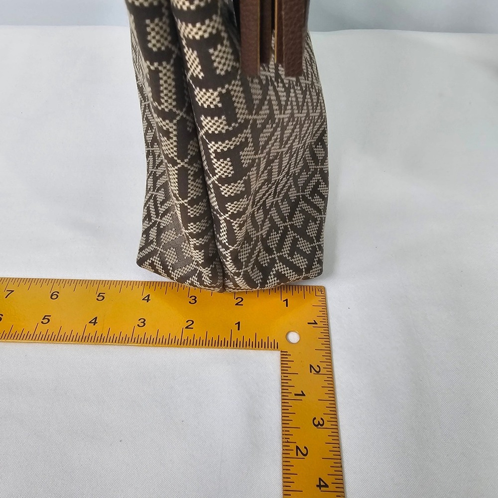 Tommy Hilfiger Hobo Bag Shoulder Purse Monogram Brown Tassel Logo Canvas Medium - Picture 6 of 16